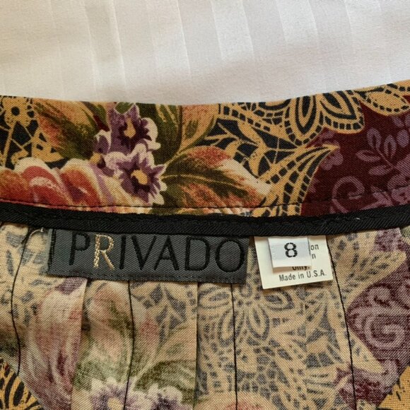 Vintage High Waisted Rose Floral Pleated Midi Skirt, Sz Small - Picture 8 of 9